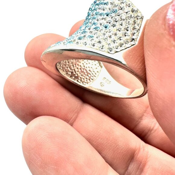 QVC Womens Ring Ombre Blue Crystal Sterling Silver Size 10 - Picture 5 of 6